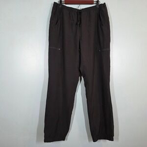 Eddie Bauer Womens 14 Fleece Lined Joggers Black Plaid Insulated Cargo Pants